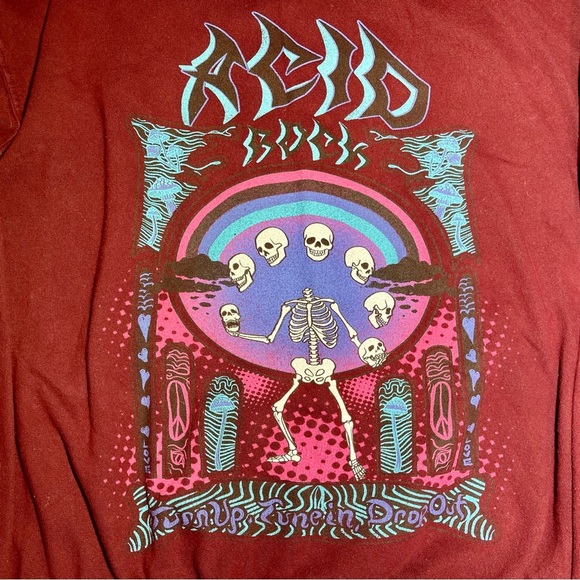 Urban Outfitters Acid Rock Woman’s Burgundy Crewneck Sweater Size S/M - Picture 2 of 13